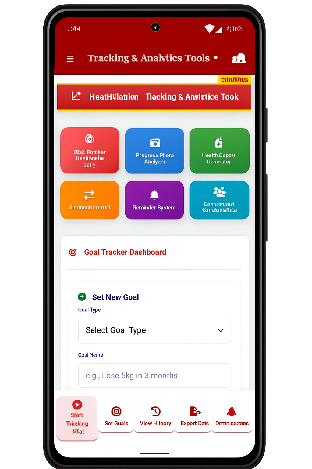 NHOS Mobile App Interface with comprehensive health tools